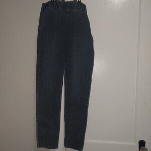 Chic Dark Blue Stretchy Waistband Denim Pants